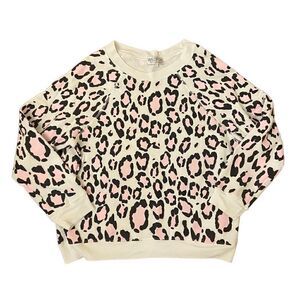 Wildfox Sommers Leopard Print Oversized Sweatshirt White Pink Black Large